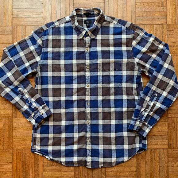 J. Crew Other - J. Crew Slim Fit Blue Brown Oxford Shirt Mens XL